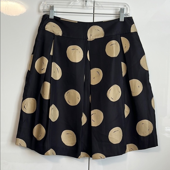 Kate Spade NWOT Silk Skirt Black Beige Polka Dot A-Line, Size 8 - Picture 5 of 10
